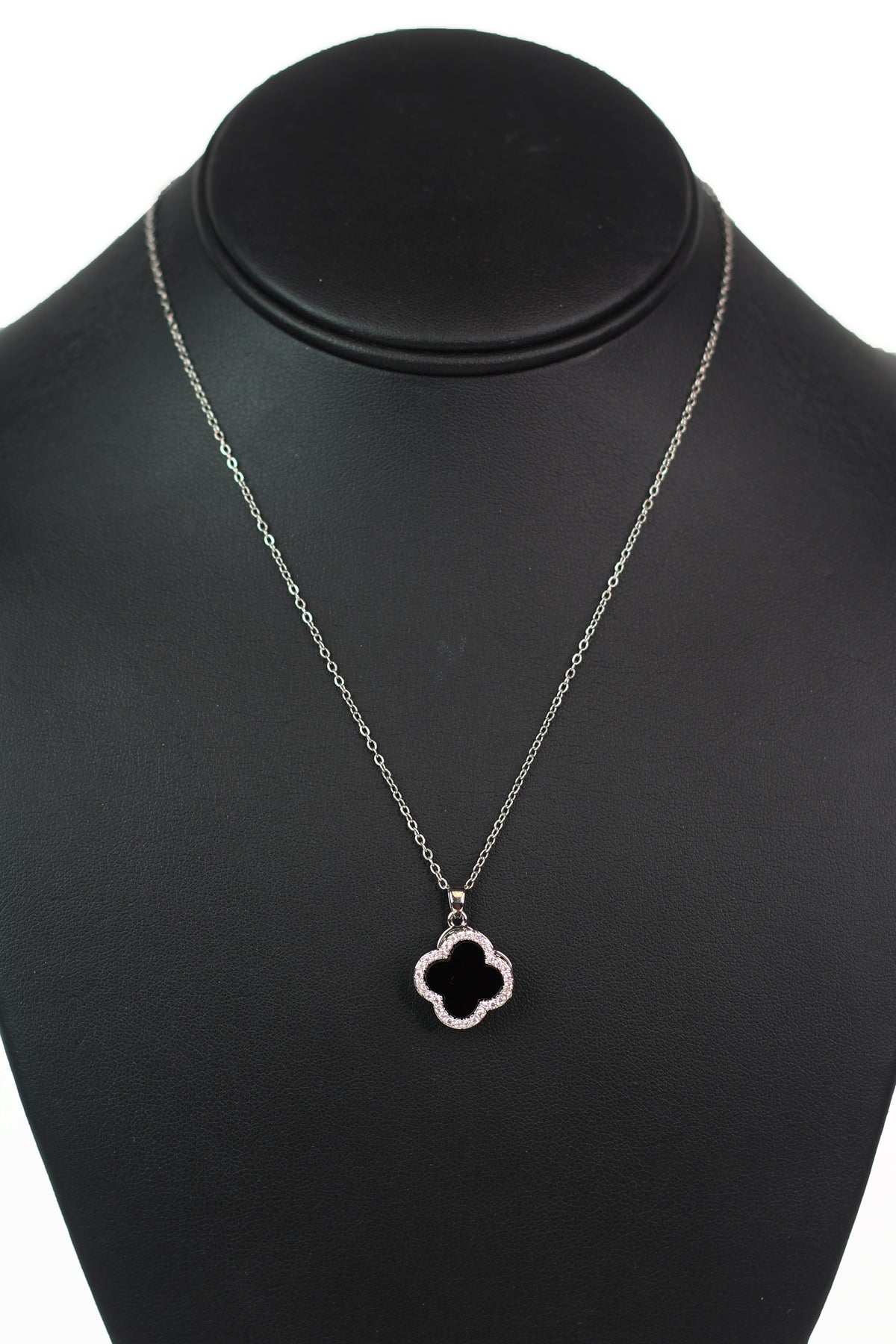 Dainty Chain Spinning Pave Trimmed Clover Necklace