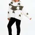 Sequin Star Leopard Camo Accent Hoodie