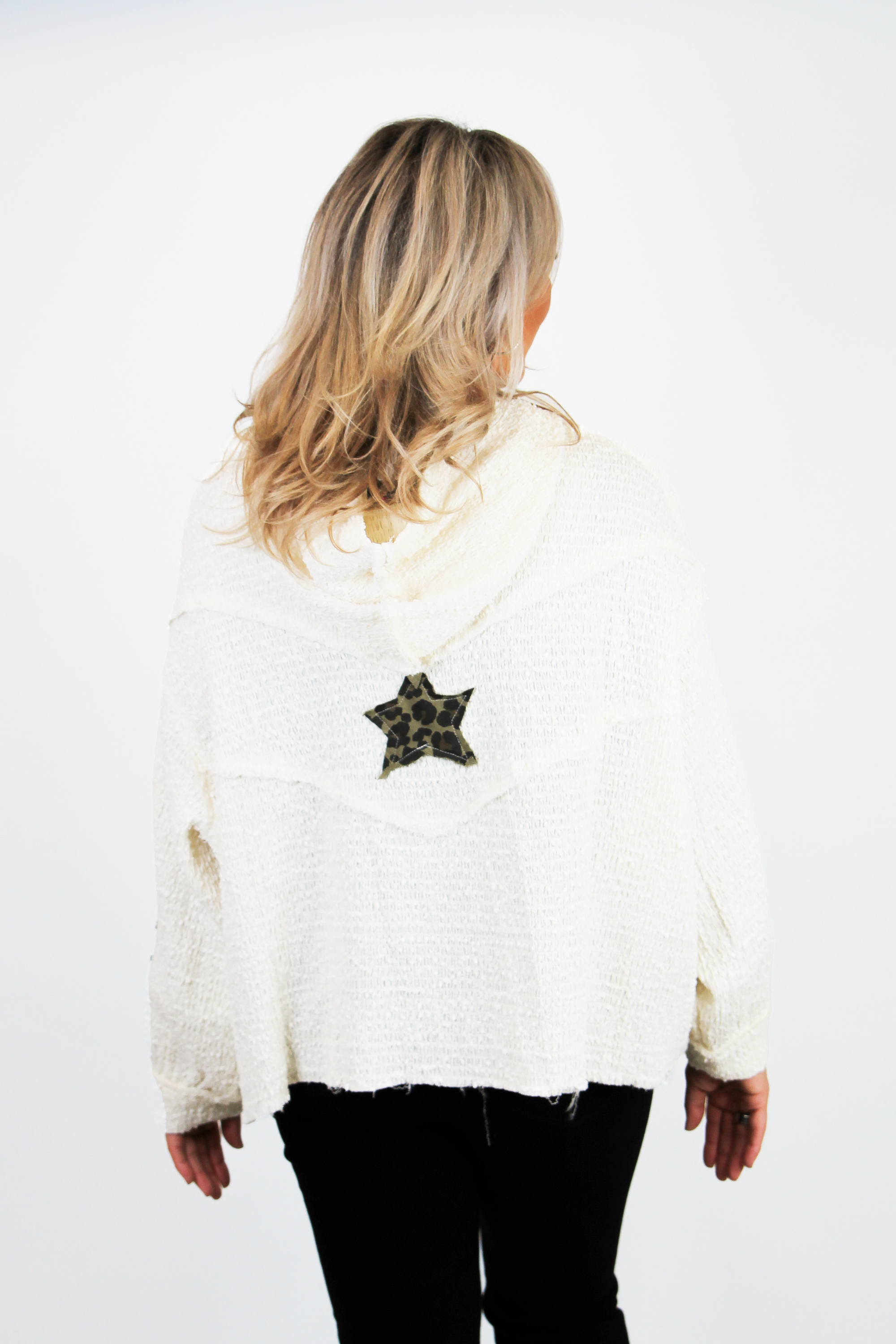 Sequin Star Leopard Camo Accent Hoodie