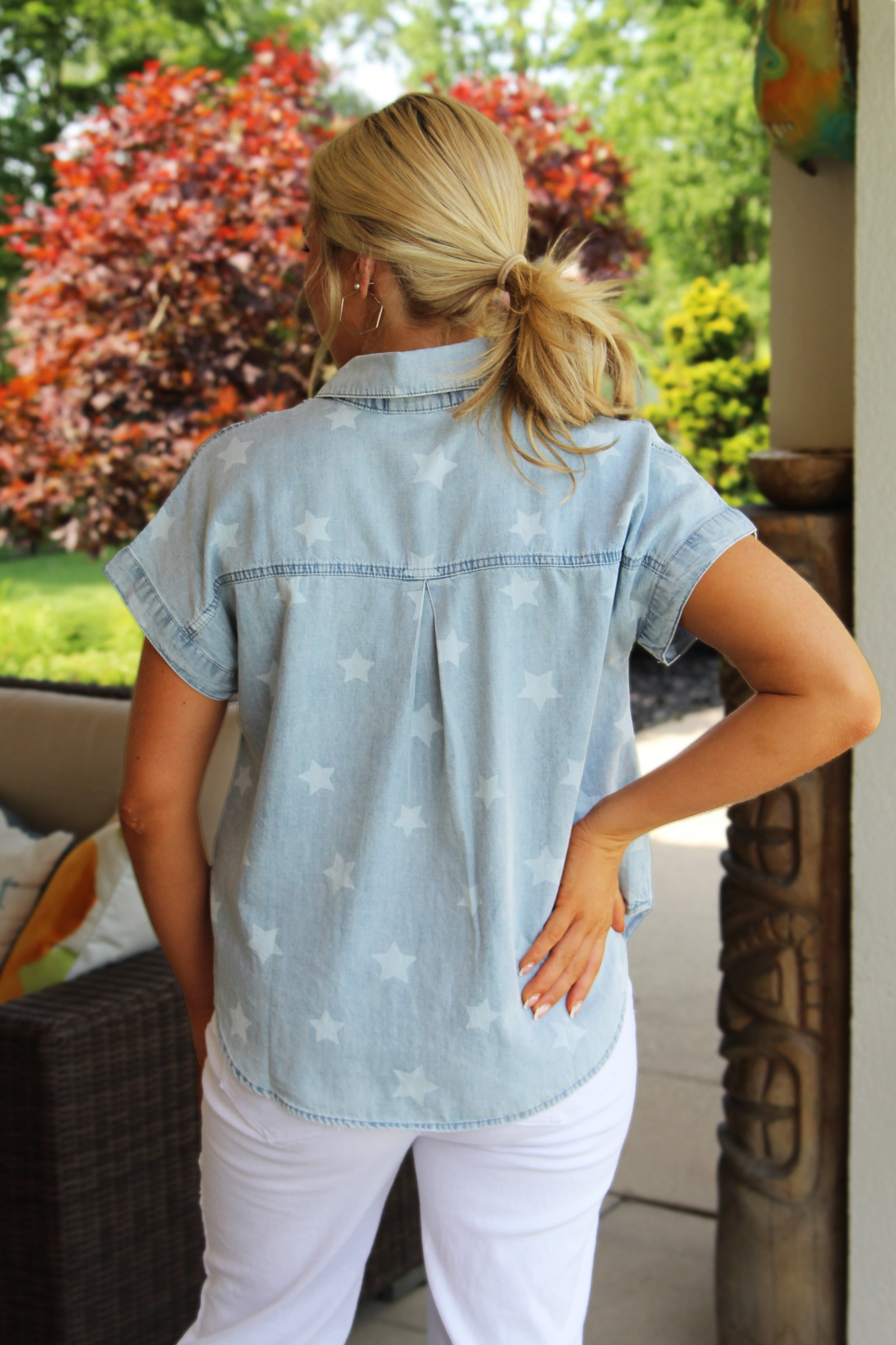 Washed Denim "Stars" Button Down Shirt