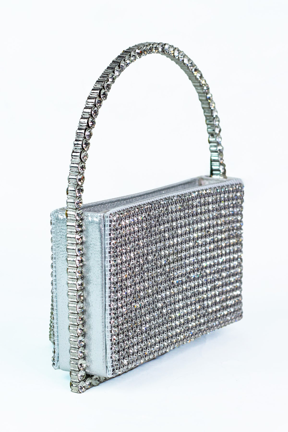Rhinestone Accent Front & Back Single Handle Evening Bag