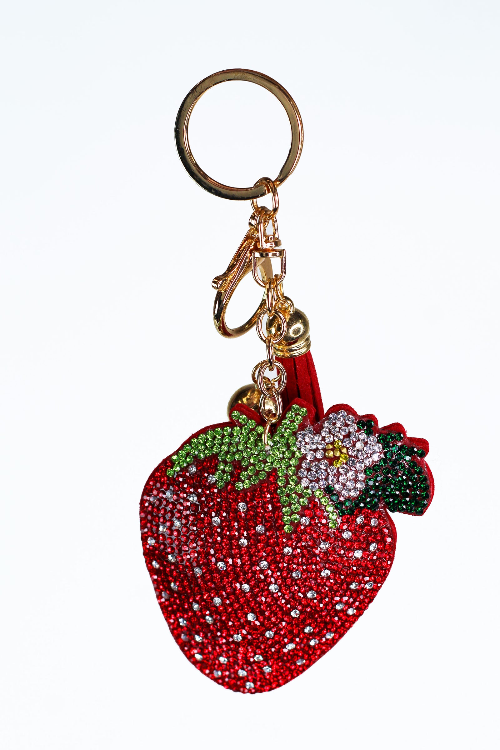 Puffy Rhinestone Strawberry Keychain