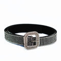 All Rhinestone Stripes Belt w/ Rhinestone Trimmed Buckle
