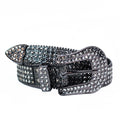 Stud & Rhinestone Covered Belt w/ Large Front Buckle