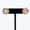 Rhinestone Cluster w/ AB Round Center Clip On Stud Earrings