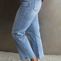 High Rise Slim Wide Leg Jeans w/ Side Studs
