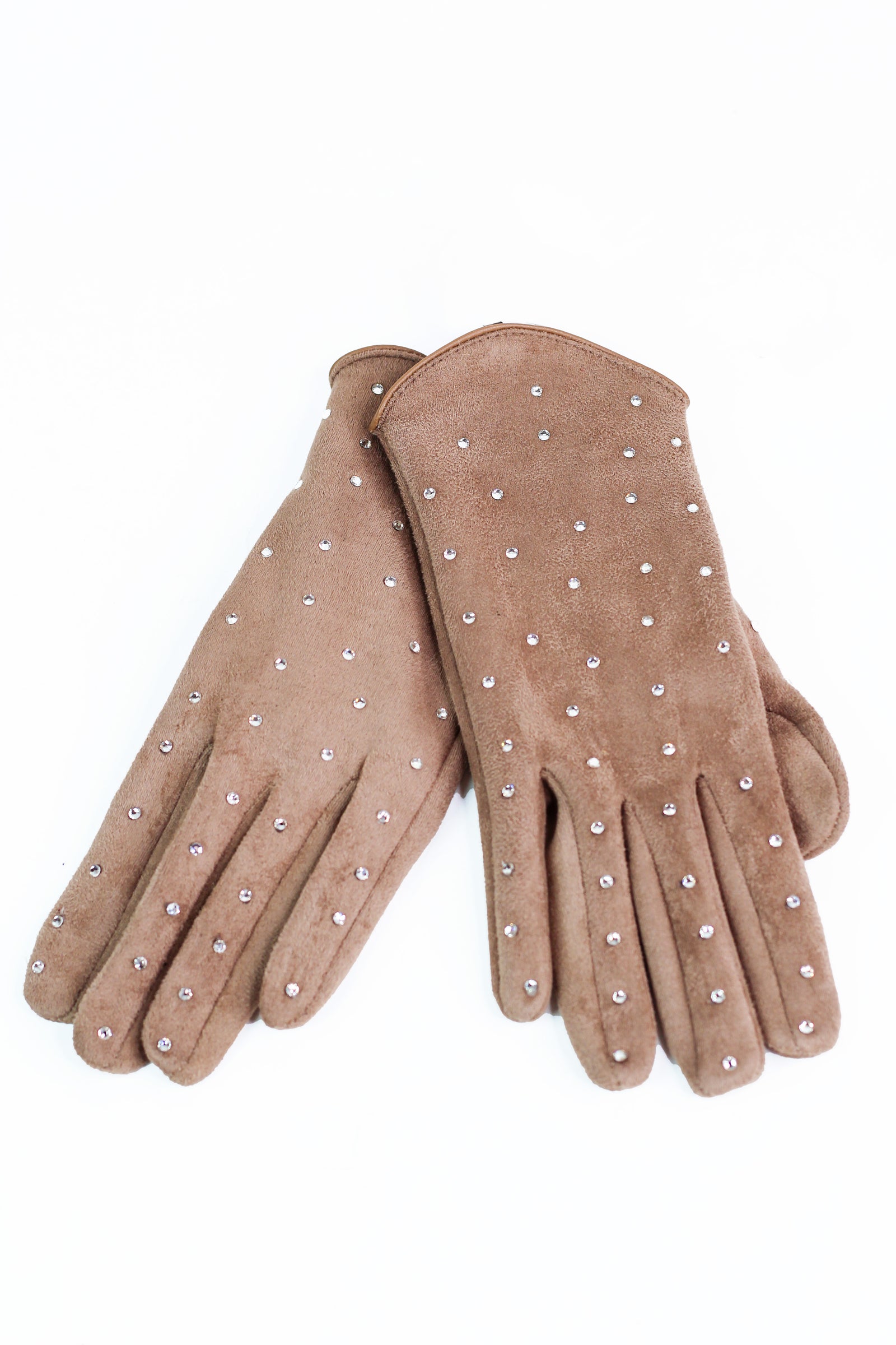 Suede Scatter Stone Top Gloves (SALE)
