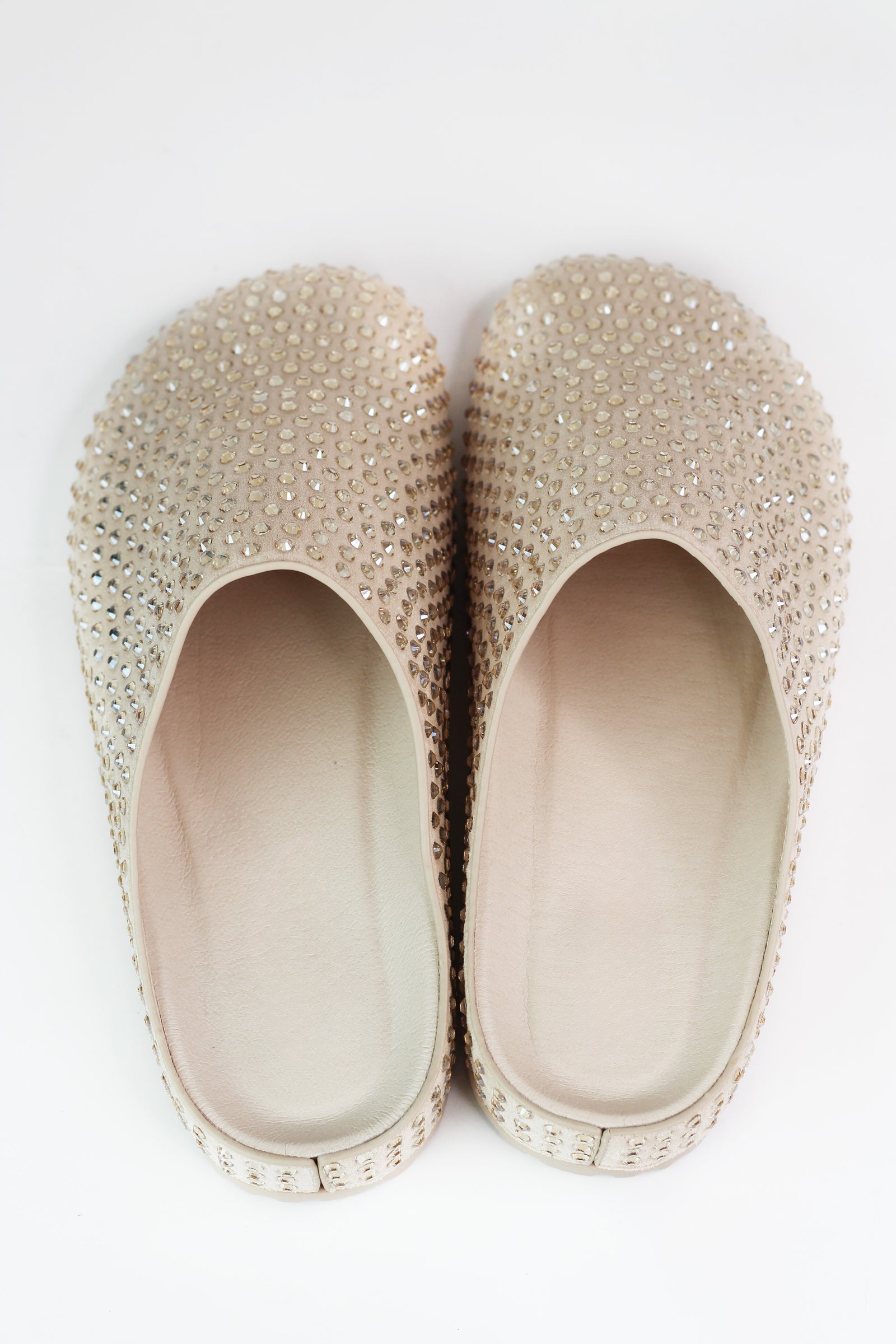 Rhinestone Covered Faux Suede Mules