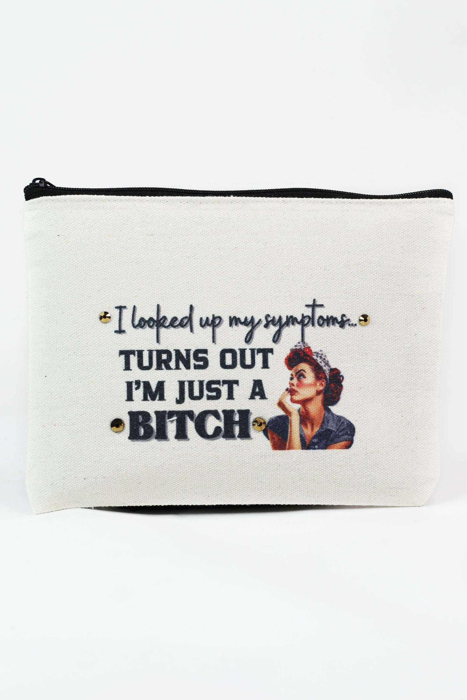 Photo & Quote Canvas Zip Pouch w/ Stone Accents