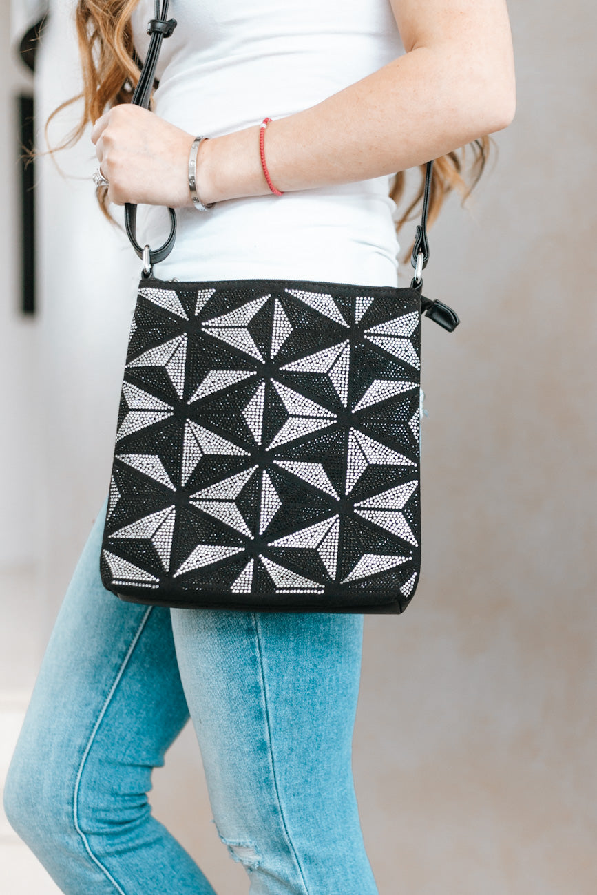 Triangular Shaped Two Toned Rhinestone Messenger