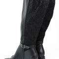 Faux Leather & Rhinestone Tall Chunk Heel Boot