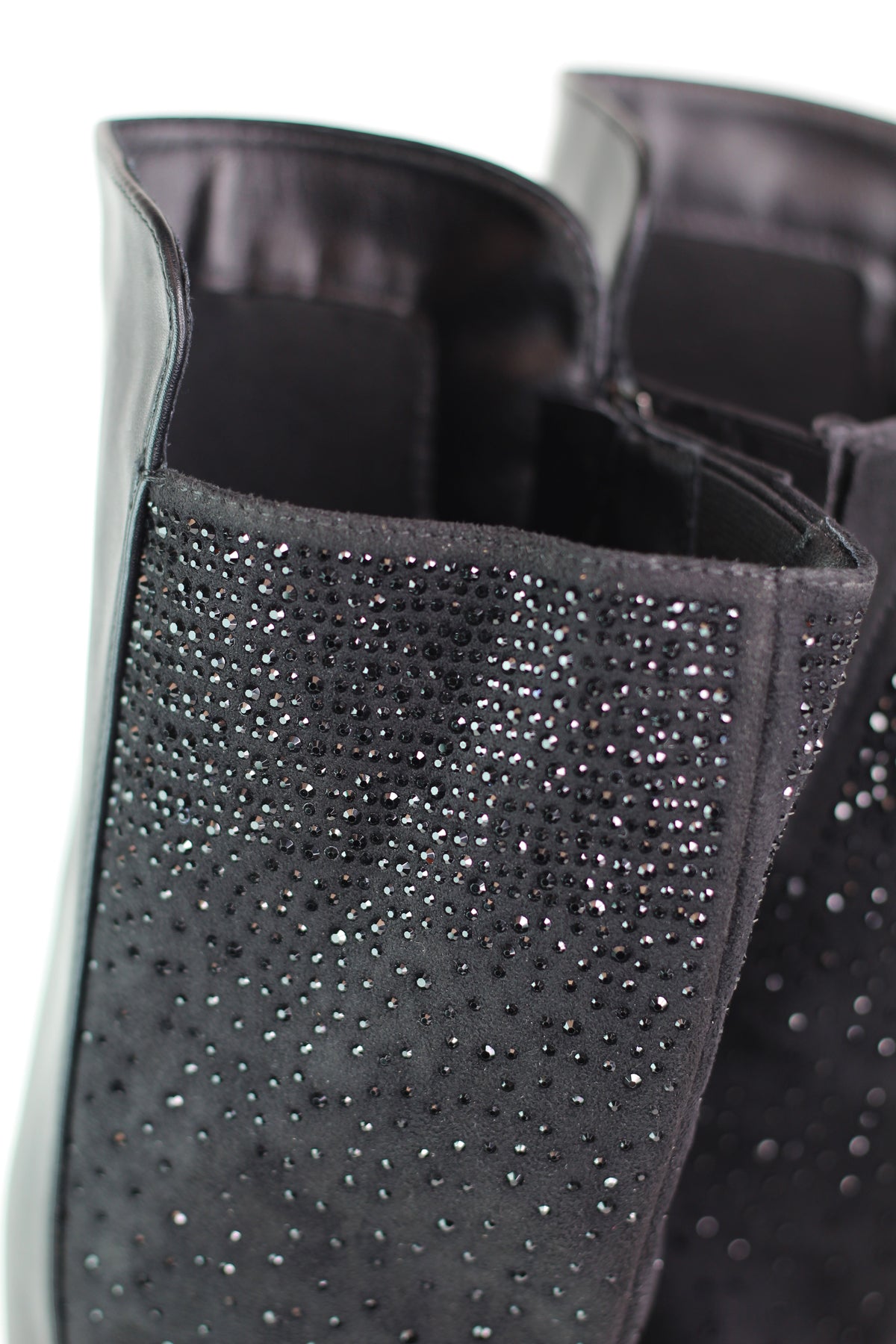 Faux Leather & Rhinestone Tall Chunk Heel Boot