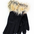 Faux Suede Glove w/ Faux Fur Cuff