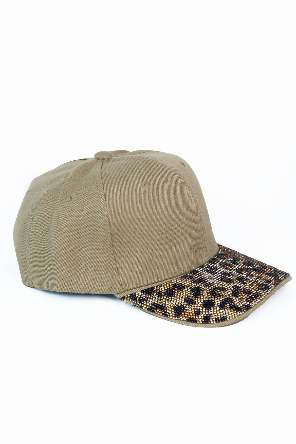 Baseball Cap w/ Leopard Print Rhinestone Visor - Glitz & Ears Boutique