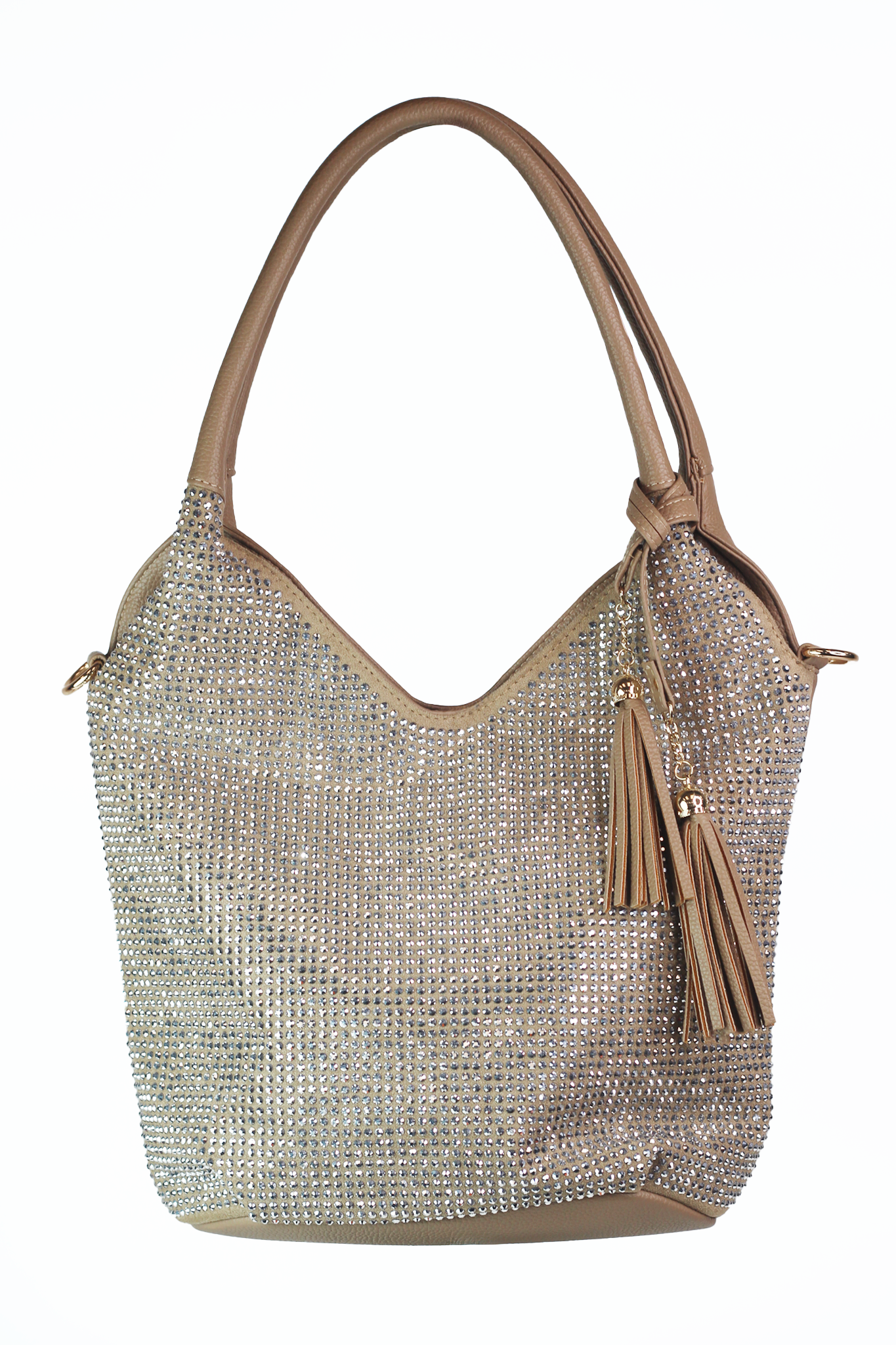Studded Front V Top Purse w/ Tassels