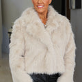 Faux Fur Jacket w/ Notched Lapels