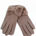 Faux Fur Bow Wrist Gloves
