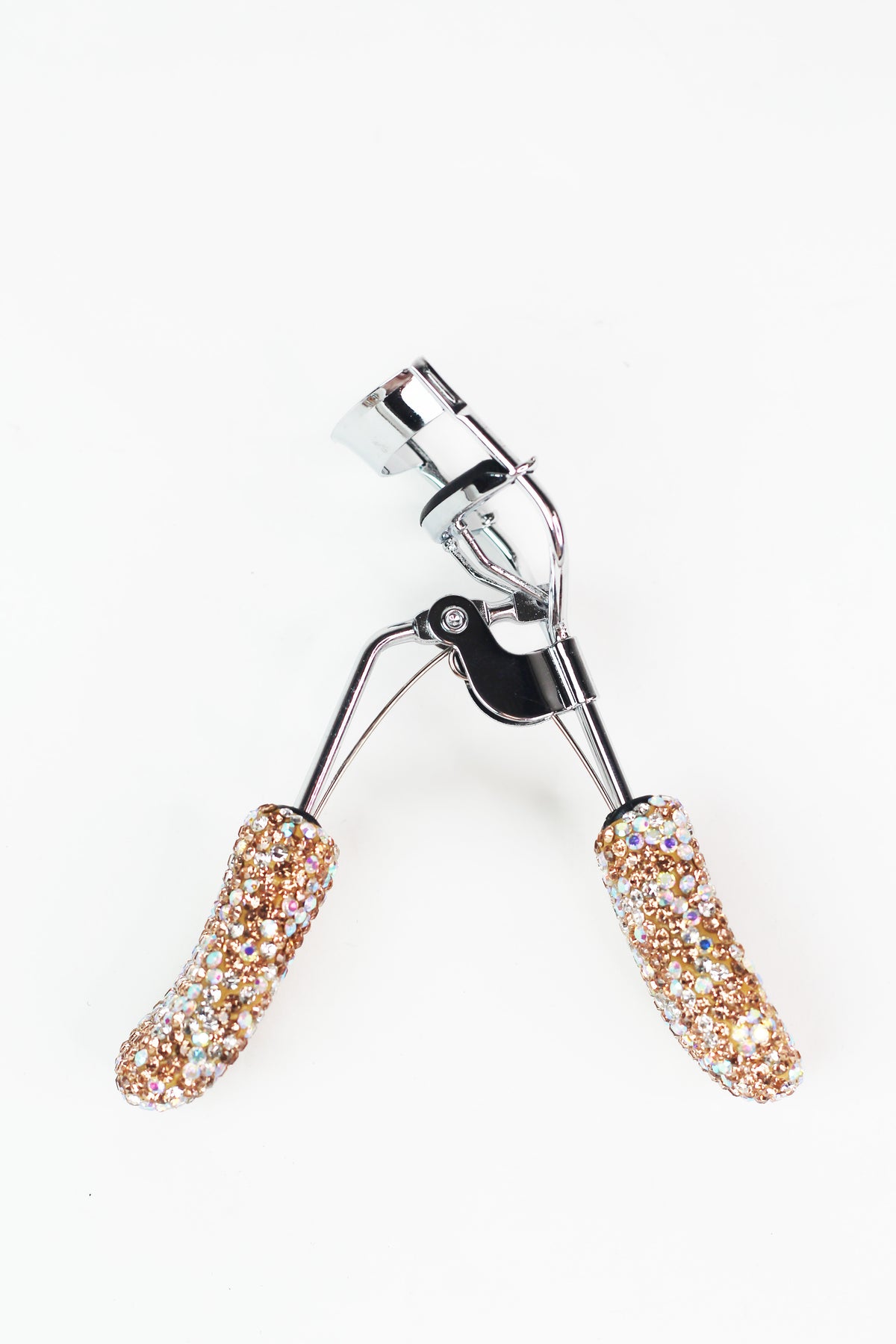 Silver Clamp Rhinestone Handle Eyelash Curler