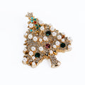 Multicolor Rhinestone & Pearl Christmas Tree Brooch