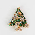 Glitter Christmas Tree Brooch w/ Rhinestone Star Accents