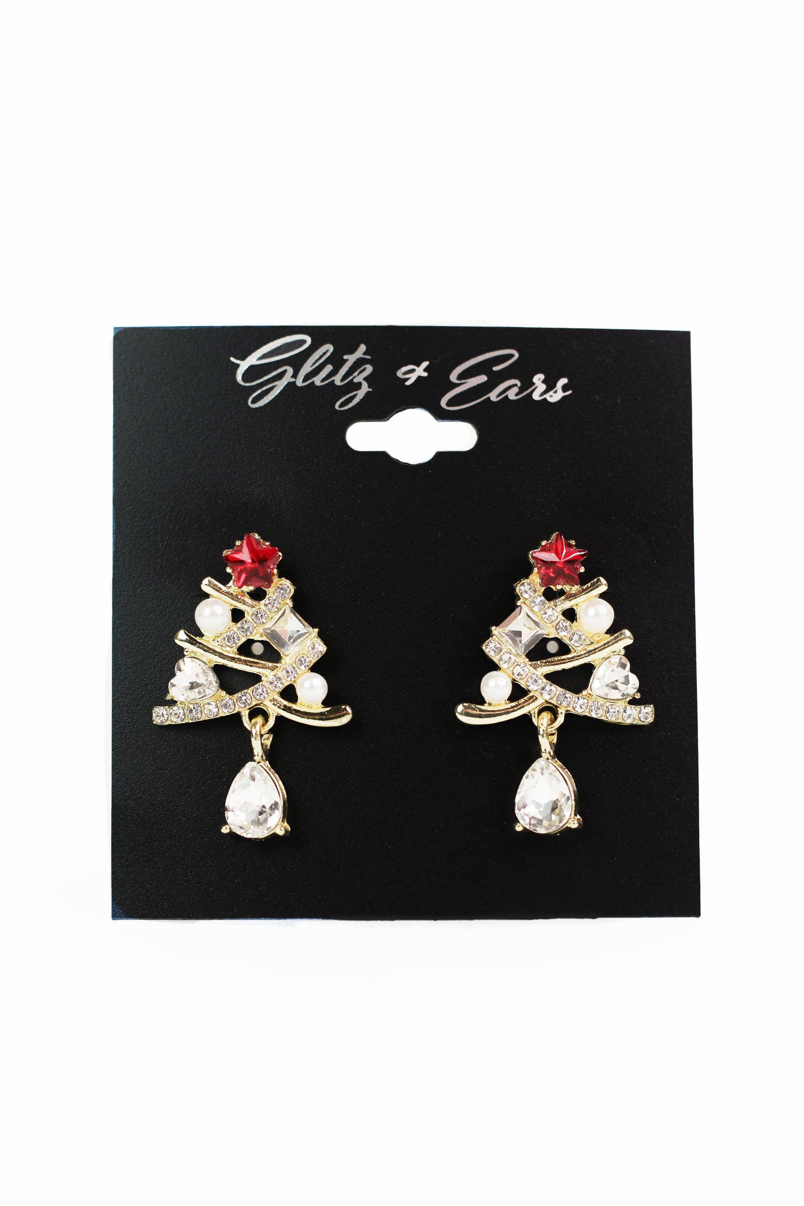 Star Rhinestone Christmas Tree Earrings