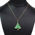 Rhinestone Accented Christmas Tree Necklace