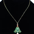 Christmas Tree Necklace w/ Multi Color Rhinestone Accents