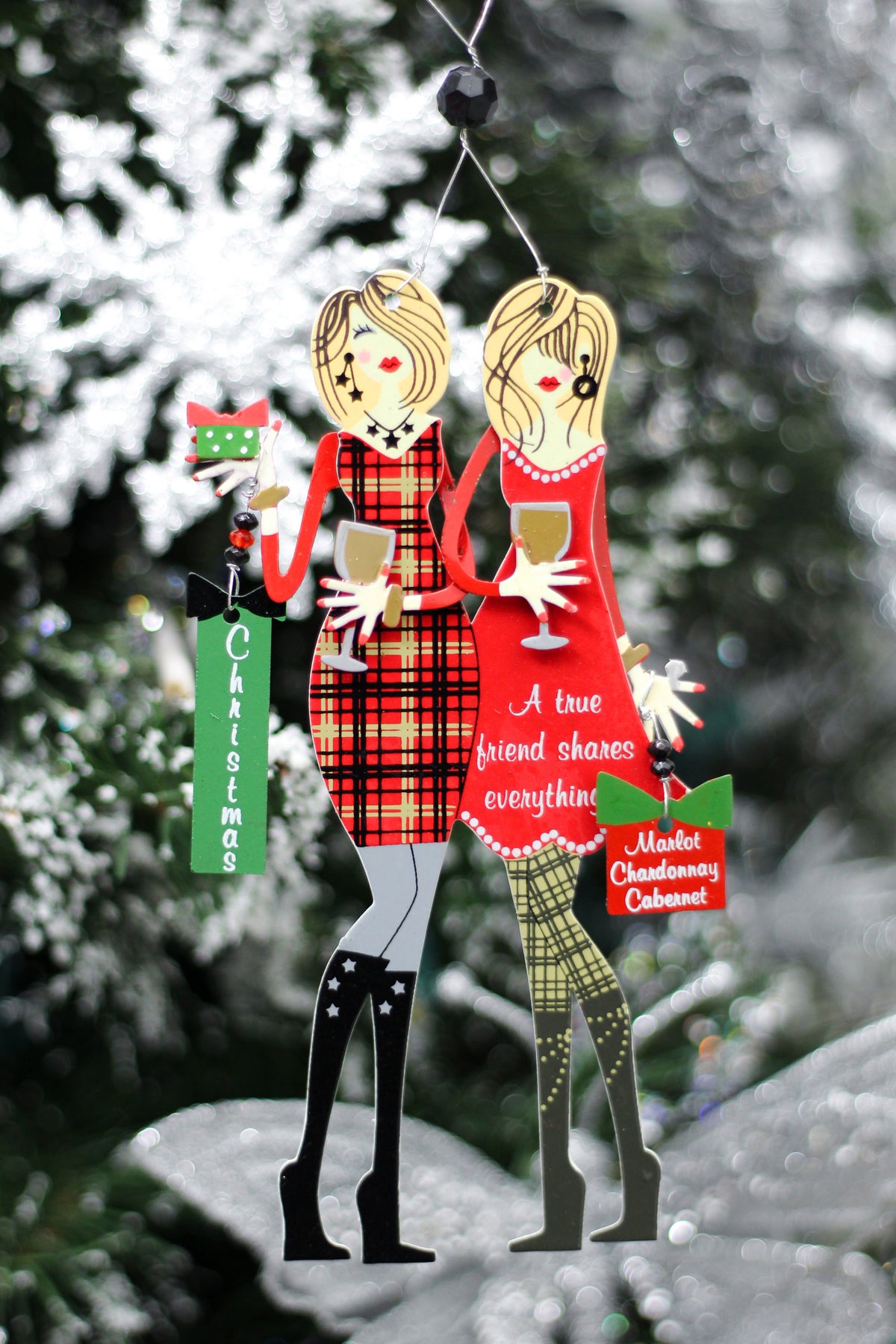 "True Friend" Christmas Wine Charm & Magnet