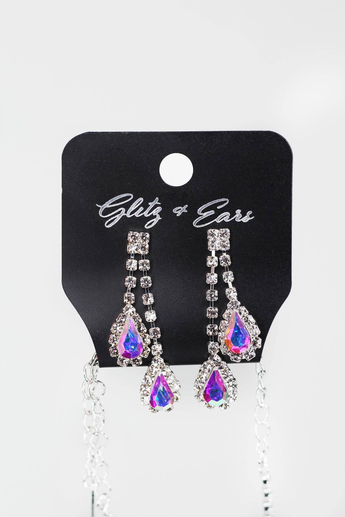 Two Row Teardrop Rhinestone Trim Necklace - Glitz & Ears Boutique