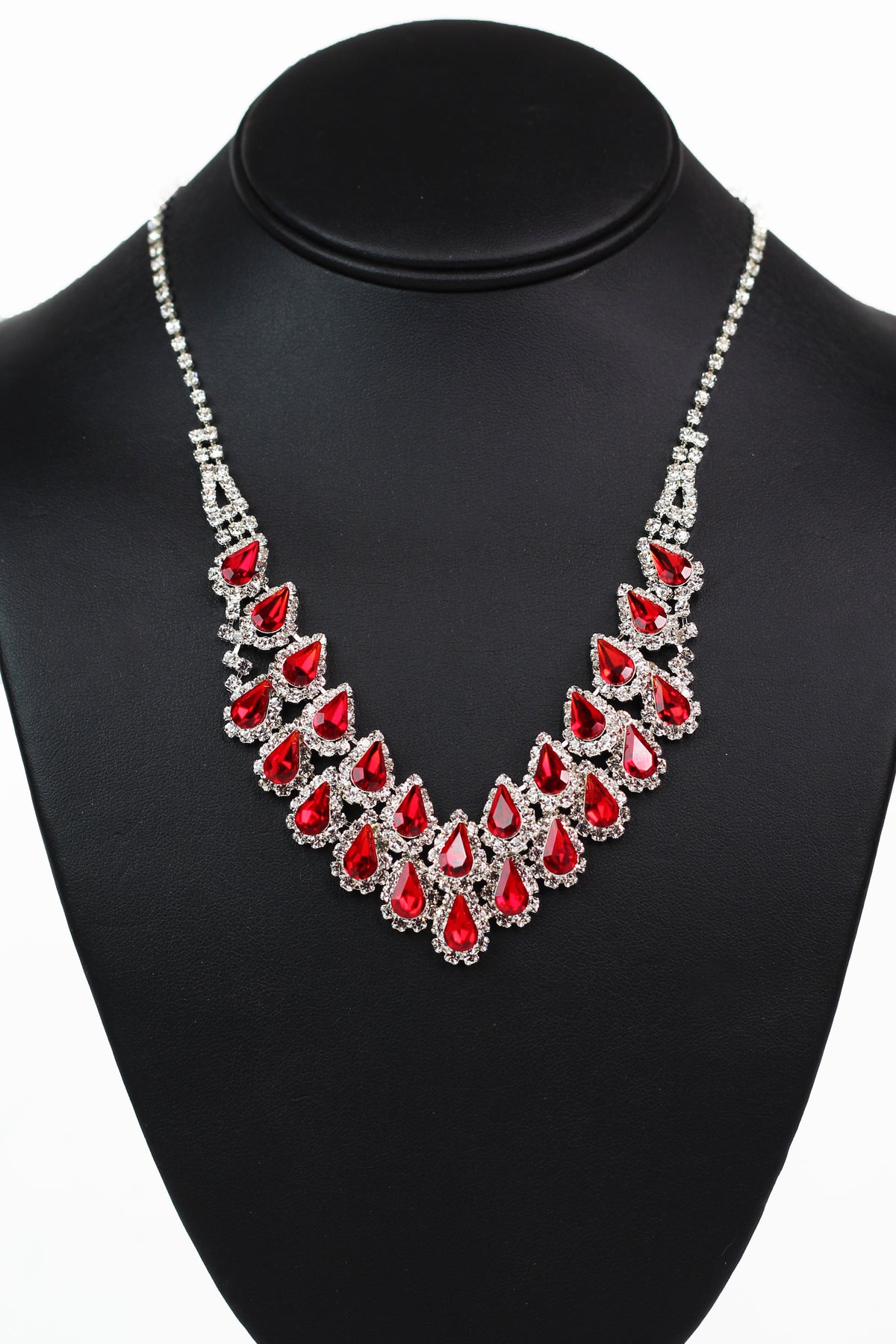 Two Row Teardrop Rhinestone Trim Necklace - Glitz & Ears Boutique