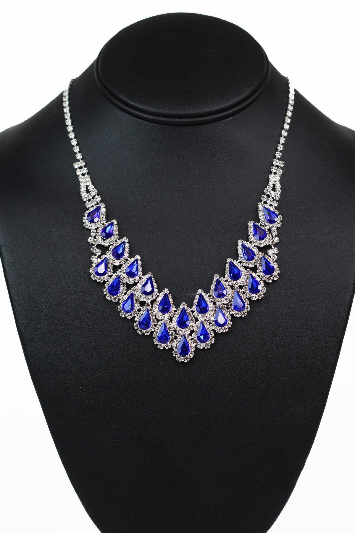 Two Row Teardrop Rhinestone Trim Necklace - Glitz &amp; Ears Boutique