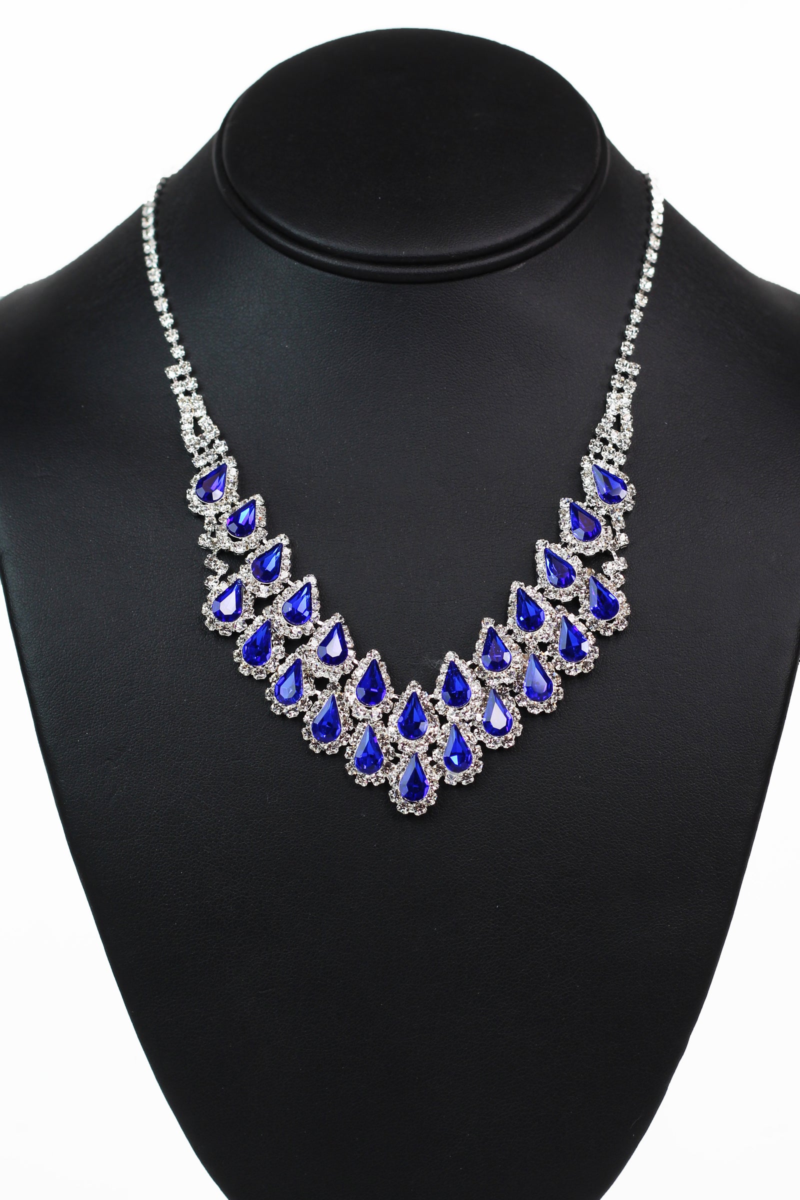 Two Row Teardrop Rhinestone Trim Necklace - Glitz & Ears Boutique