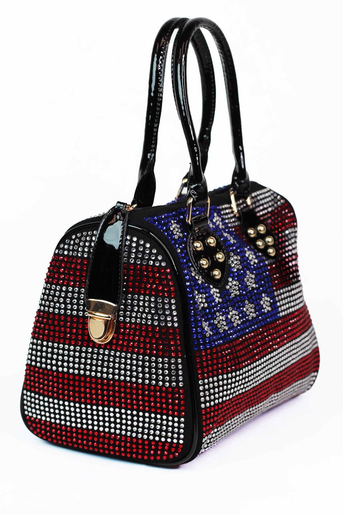 USA Flag Rhinestone Covered Duffel Bag