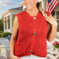 Chunky Knit Button Down Sweater Vest w/ Front Pockets