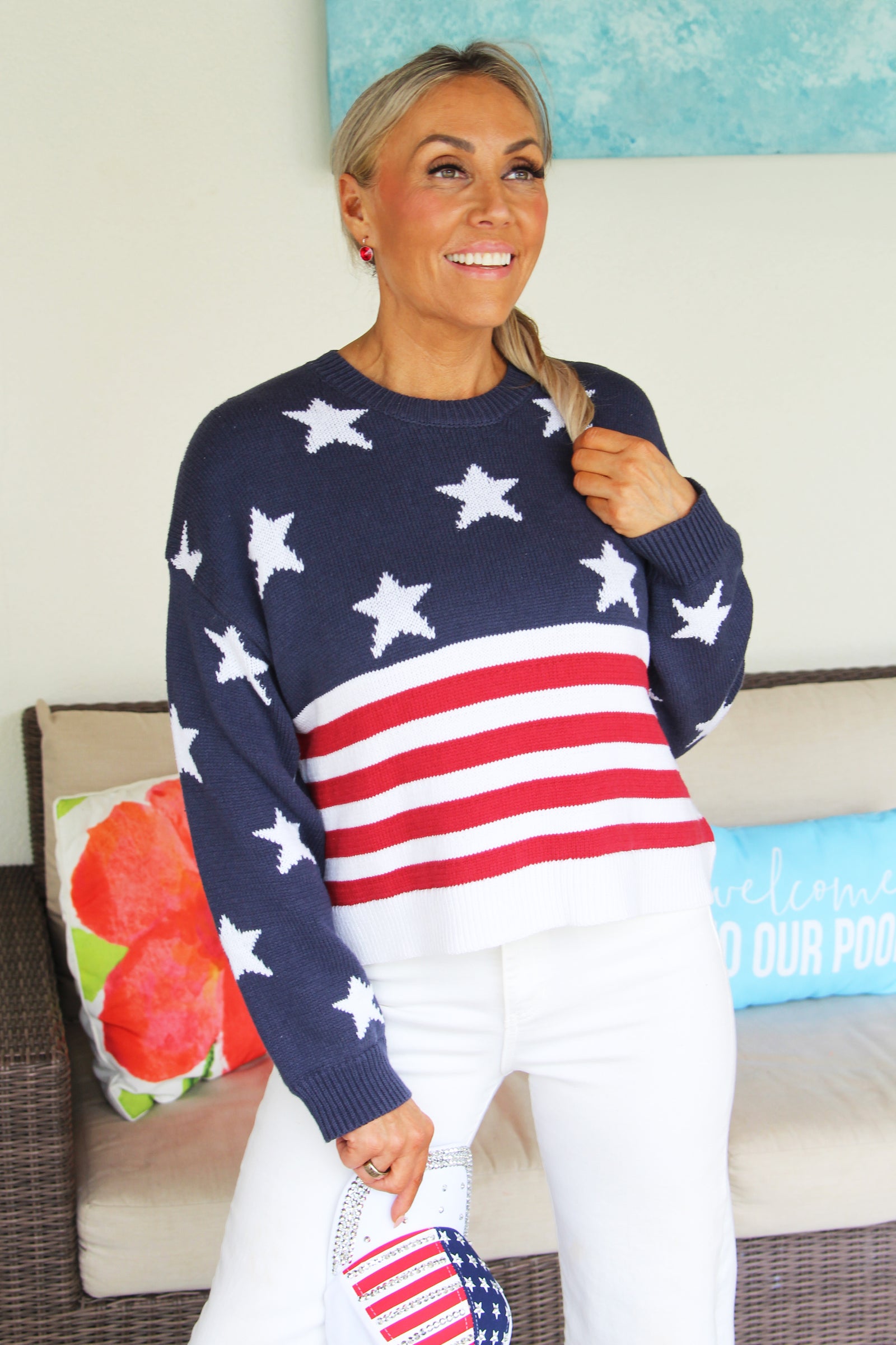 Cropped Stars & Stripes USA Sweater