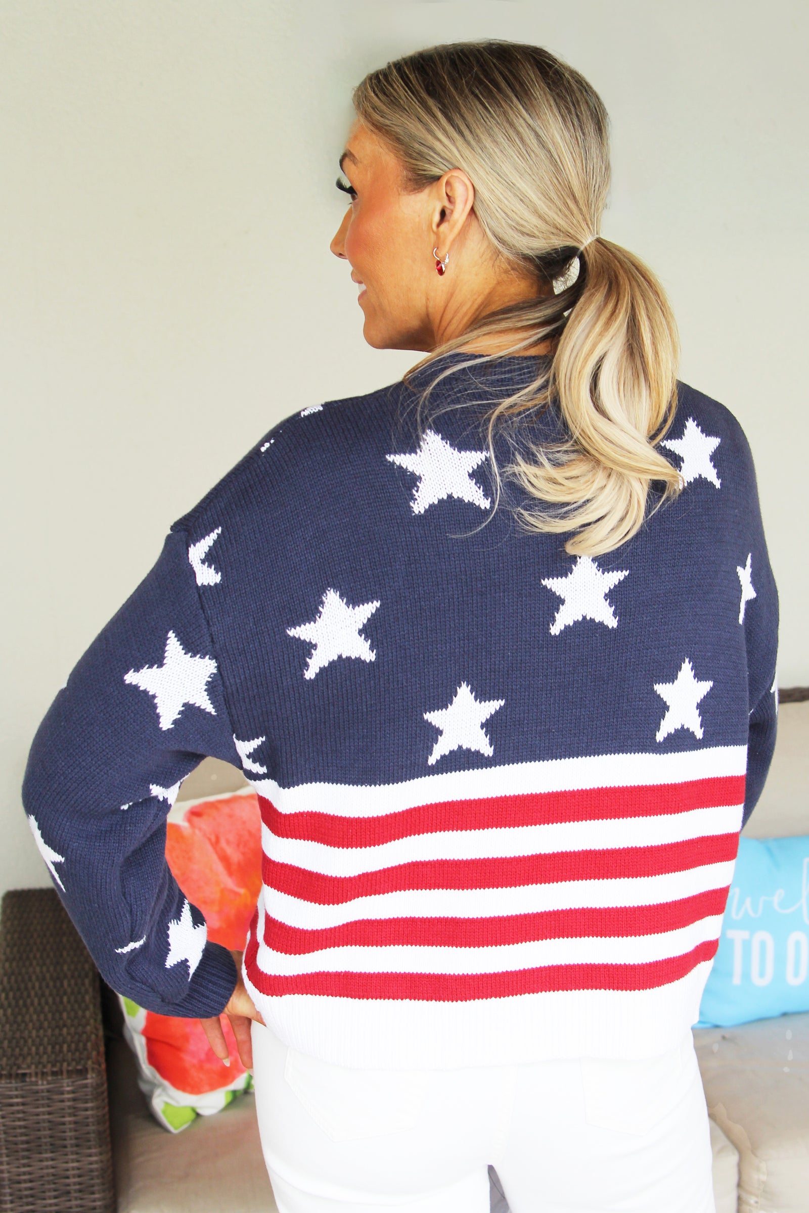 Cropped Stars & Stripes USA Sweater