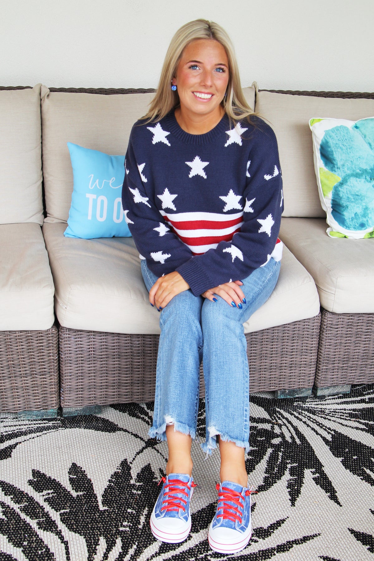 Cropped Stars & Stripes USA Sweater