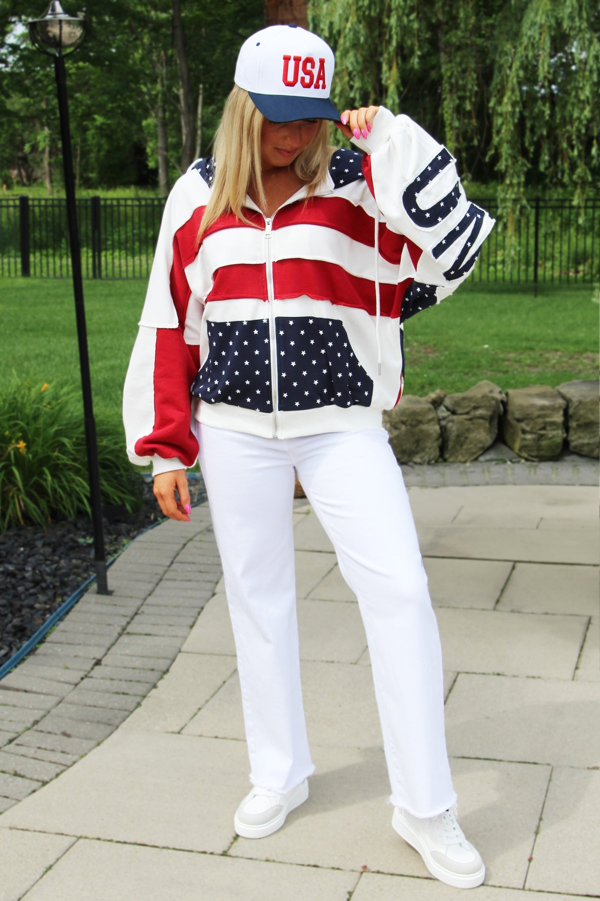 USA Colorblock Oversized French Terry Hoodie