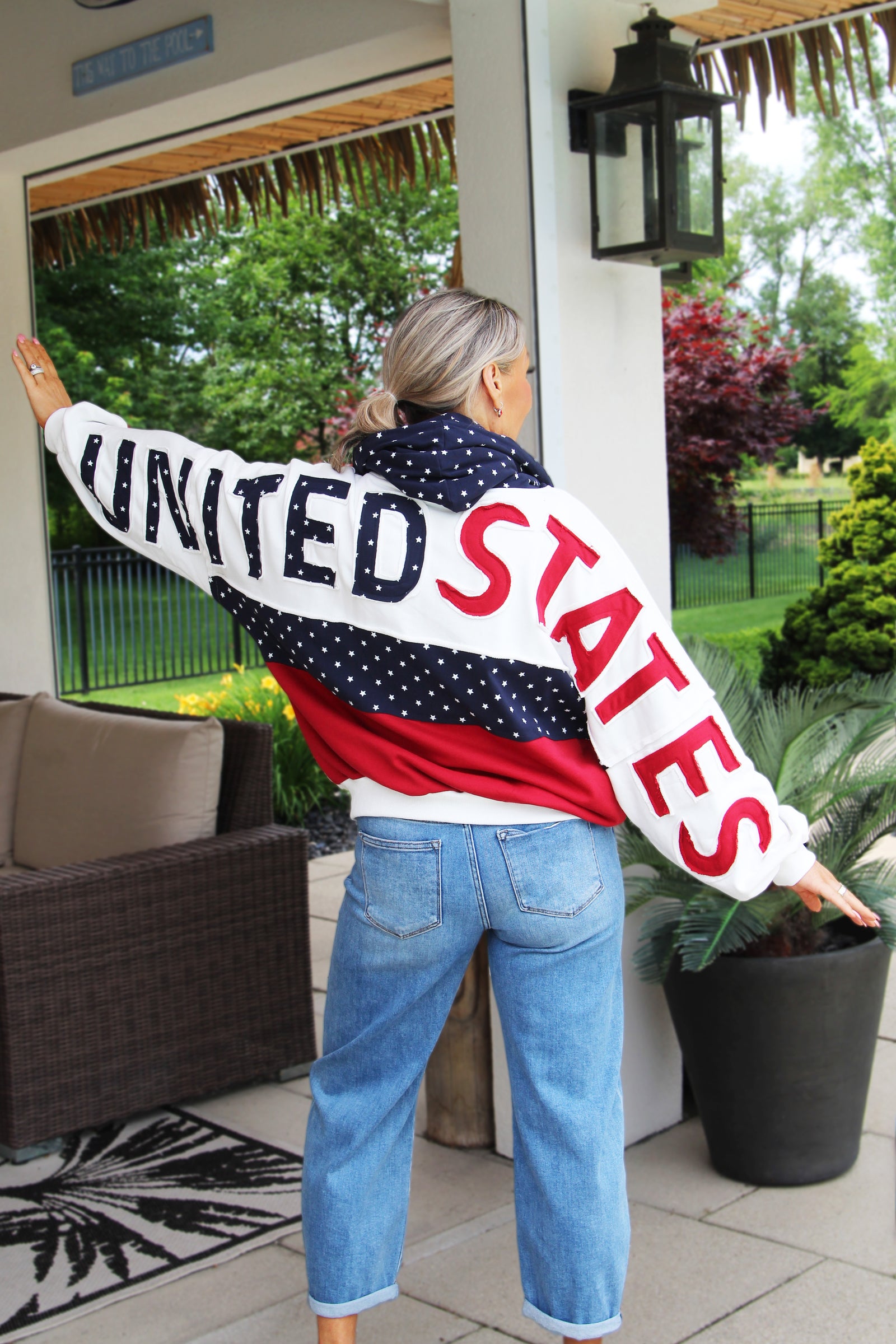 USA Colorblock Oversized French Terry Hoodie