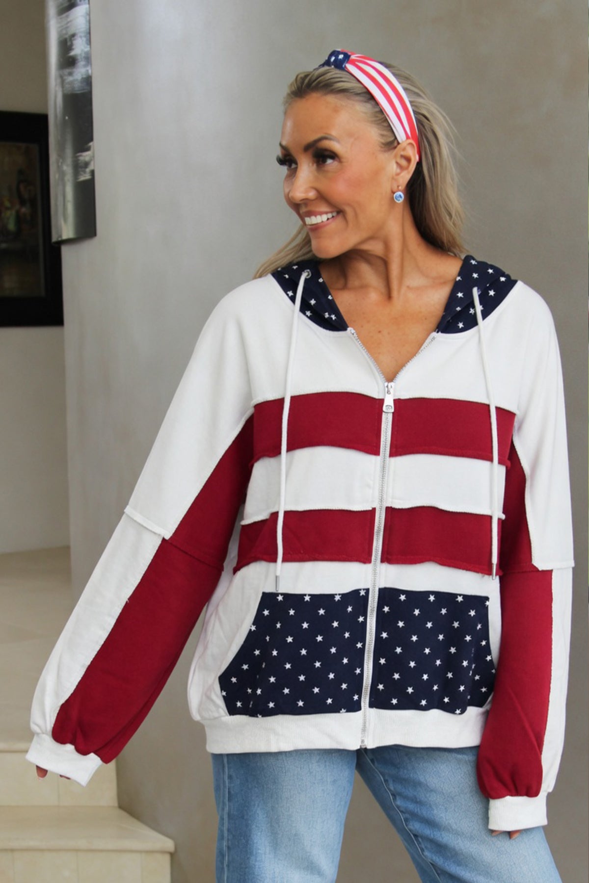 USA Colorblock Oversized French Terry Hoodie
