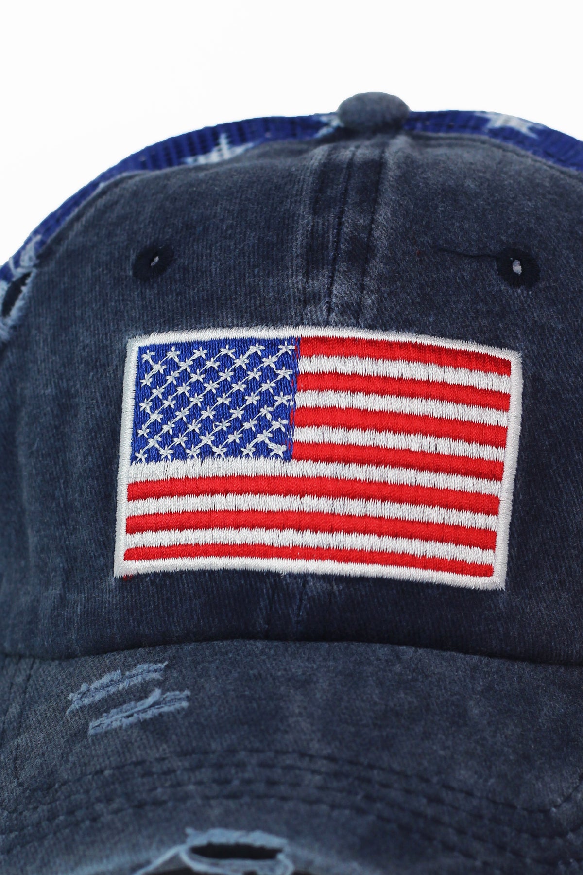 American Flag Denim & Mesh Baseball Cap