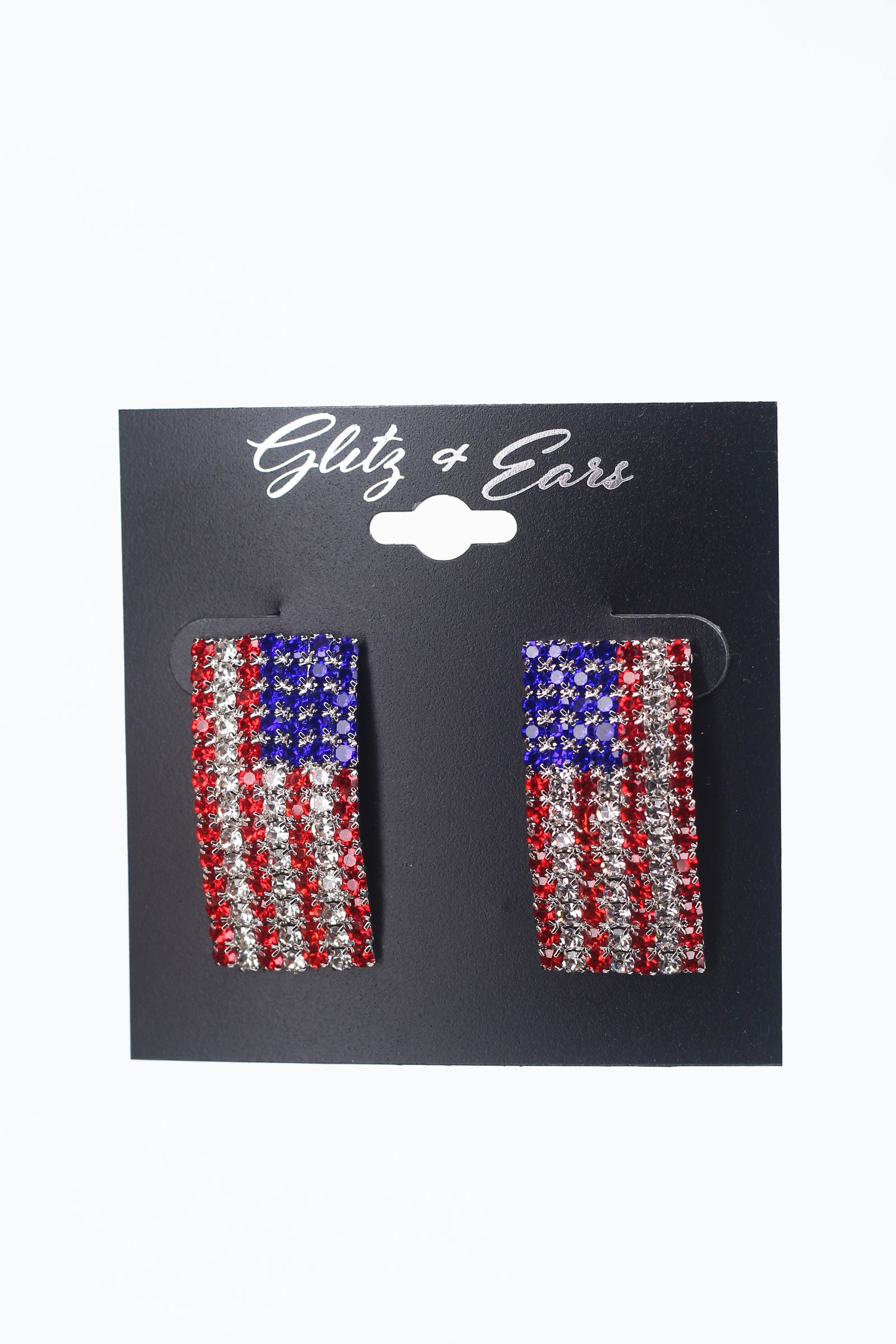 Rhinestone USA Flag Earrings
