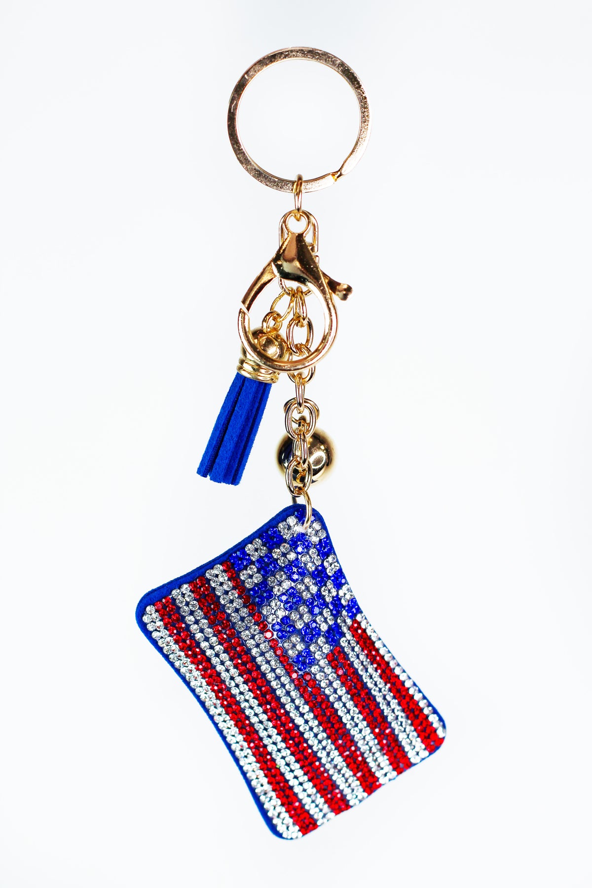 USA Flag Rhinestone Keychain - Glitz &amp; Ears Boutique