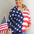USA Flag Quarter Zip Oversized French Terry Sweatshirt