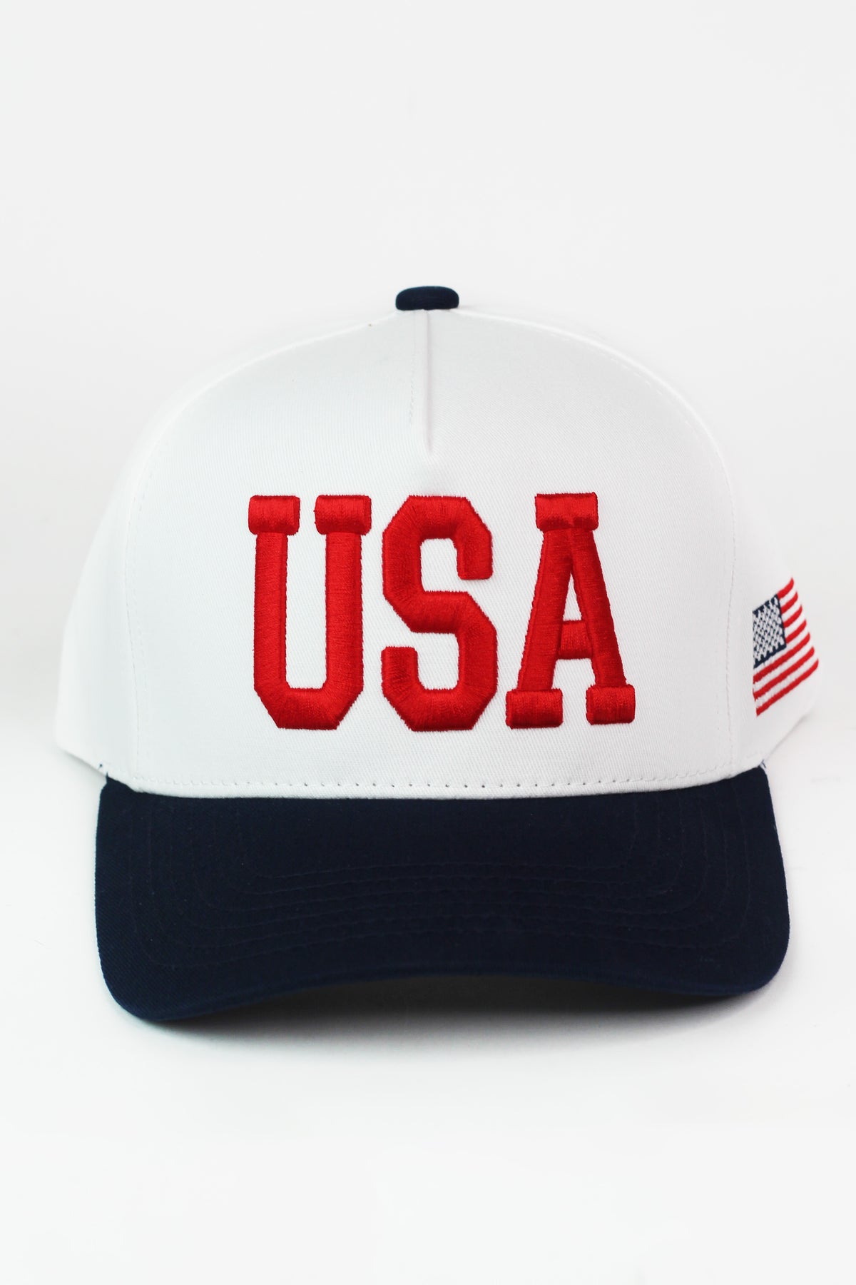 Large USA Lettering Flag accent on sides Baseball Hat