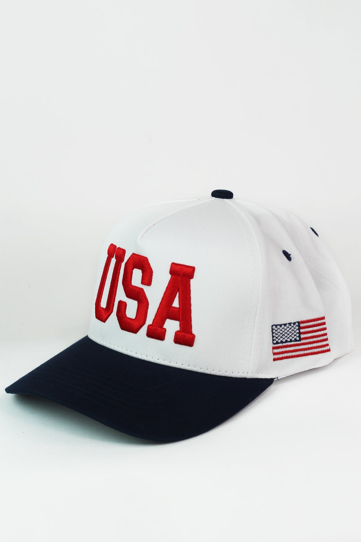 Large USA Lettering Flag accent on sides Baseball Hat