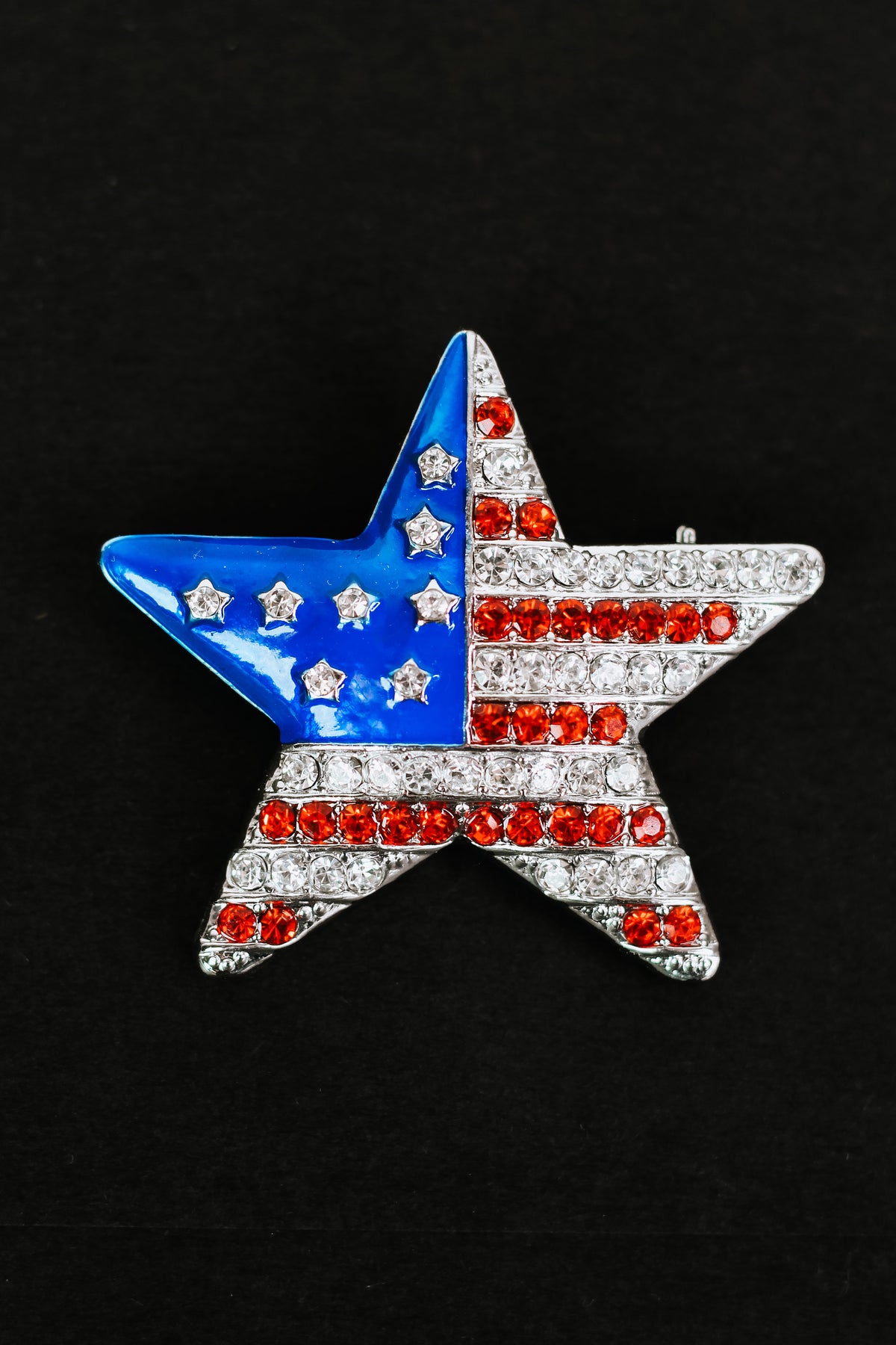 USA Flag Rhinestone Star Brooch