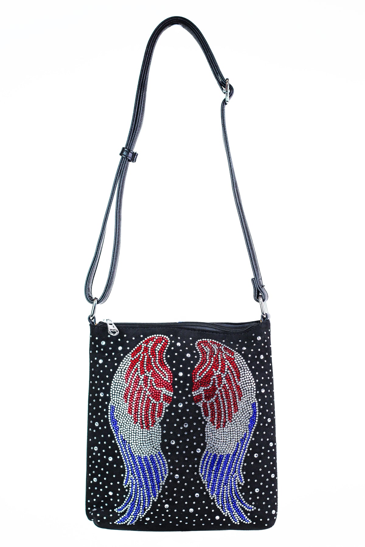 Rhinestone Americana Angel Wings Crossbody Bag