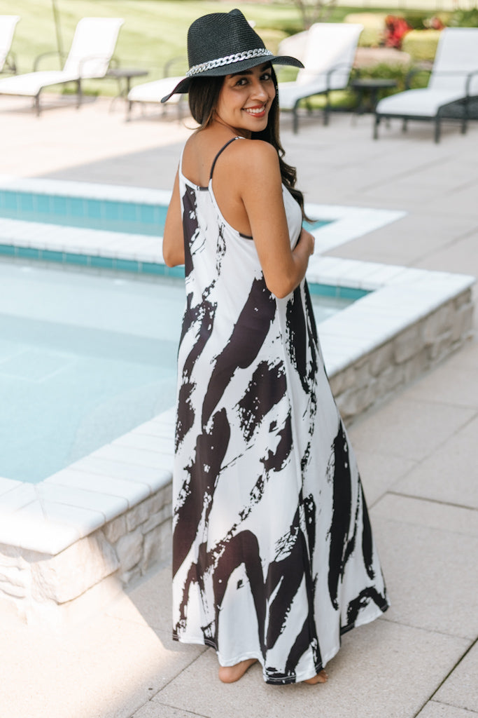 Allover Print V-Neck Maxi Dress