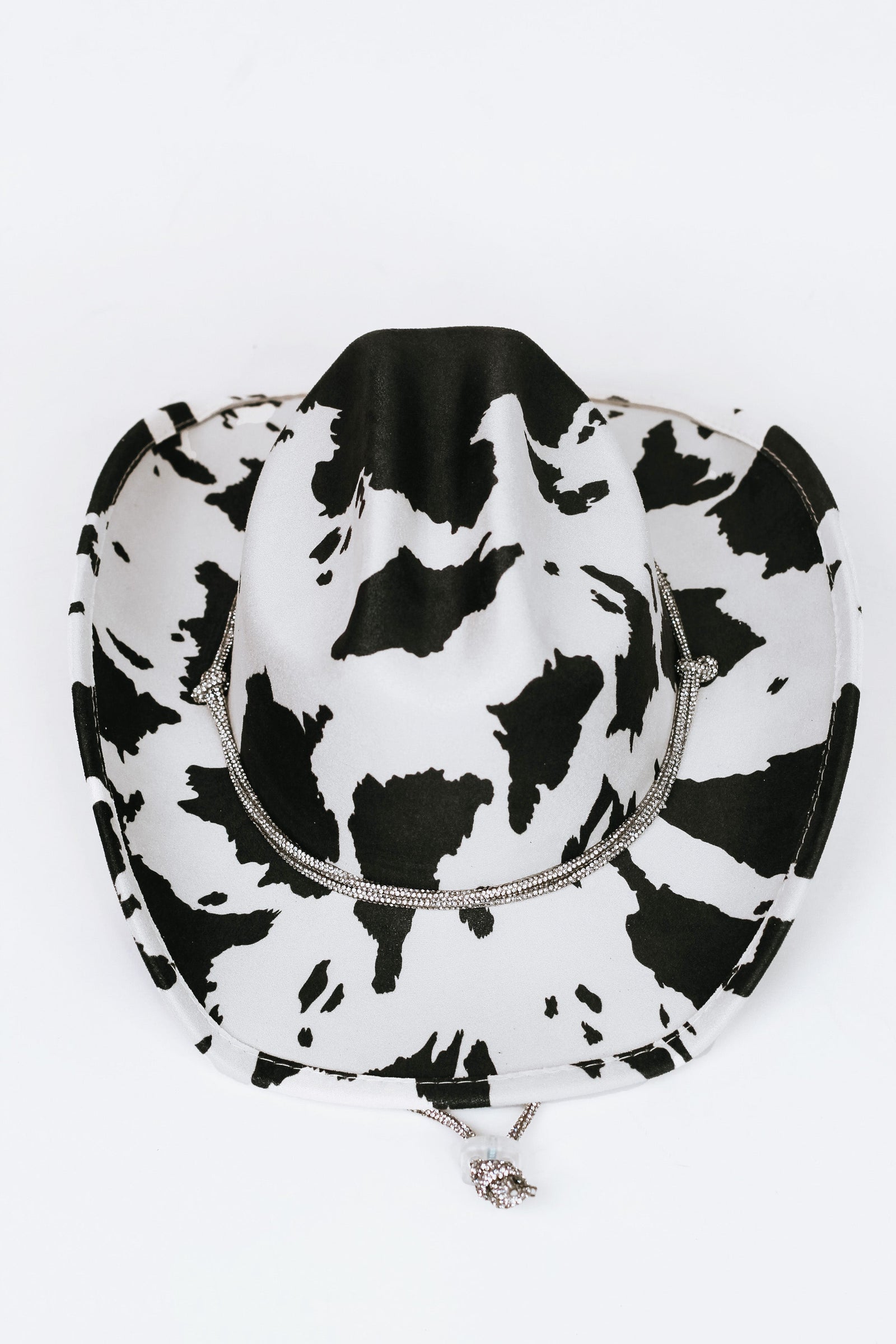 Cow Print Cowboy Hat w/ Rhinestone String